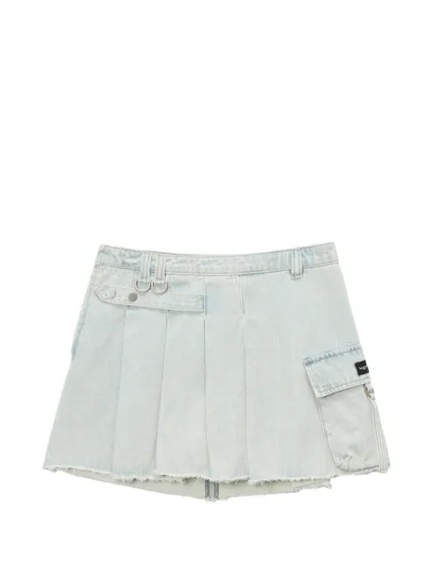 Musium Div. pleated frayed mini skirt Blue MMUSKW01234X