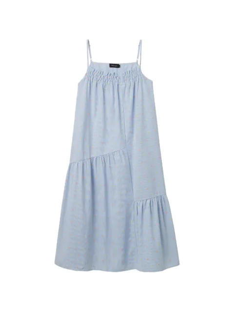 tout a coup striped tiered midi dress Blue M124AS6