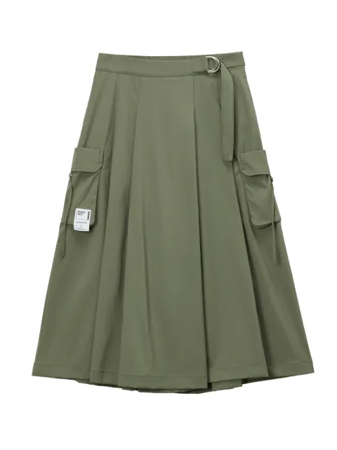 Musium Div. belted wide-leg layered trousers Green MMUPTW01221X
