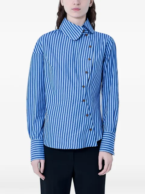 Vivienne Westwood Bella asymmetrical-fastening striped shirt Blue 1501006FW018SK204