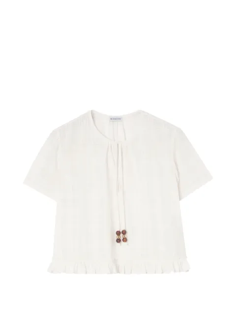 Burberry Check cotton voile blouse Neutrals 8123235