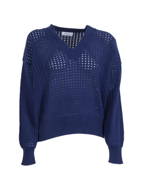 Kangra open-knit V-neck jumper Blue 360477