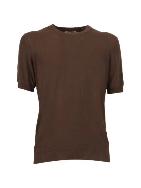 Kangra fine-knit short-sleeve T-shirt Brown 303121