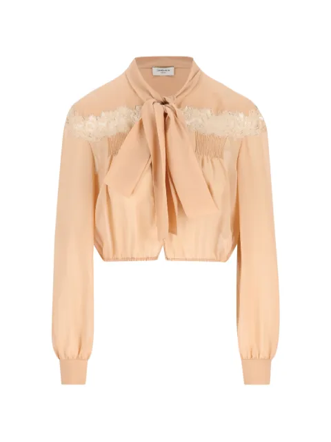 Saint Laurent Lavallière lace-detail blouse Neutrals 853054Y059R