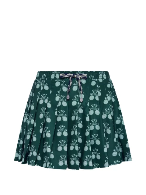 The Upside racquet-patterned pleated miniskirt Green USW226010NOVELTY