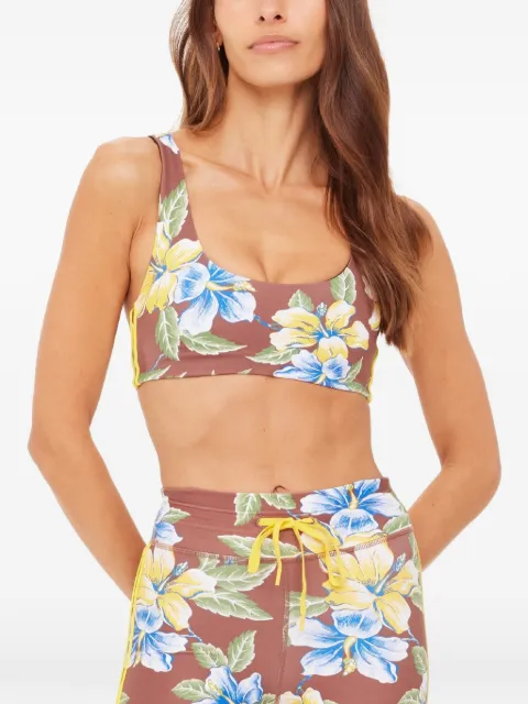 The Upside Isla floral-print performance top Brown USW226053