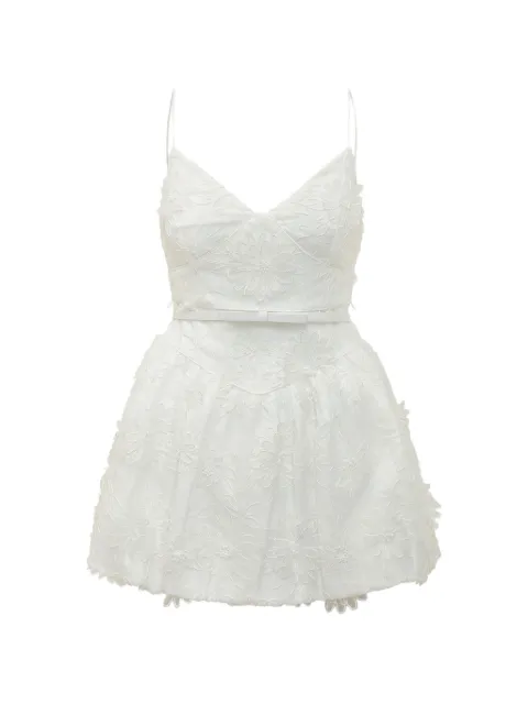 Self-Portrait floral applique mini dress White SS26267SW