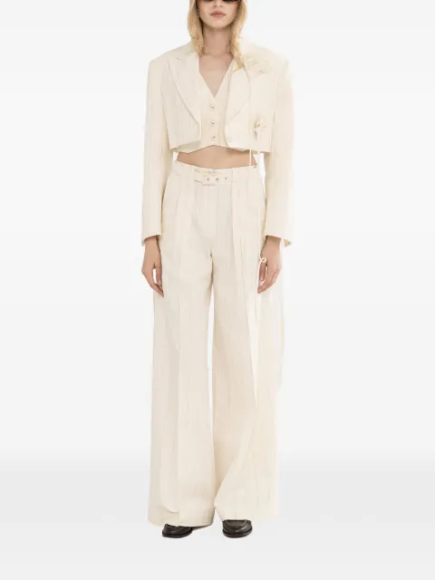 NISSA belted striped trousers Neutrals P16435