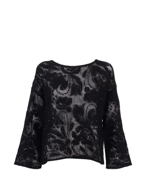 Kangra cornely embroidery sequin top Black 393001