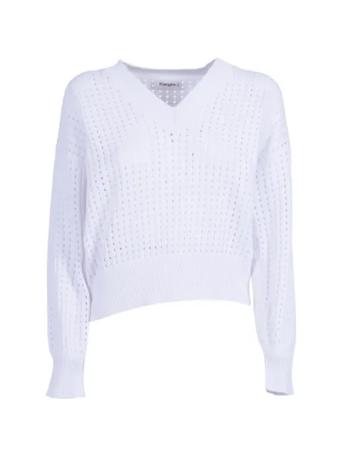 Kangra open-knit V-neck sweatshirt White 360477