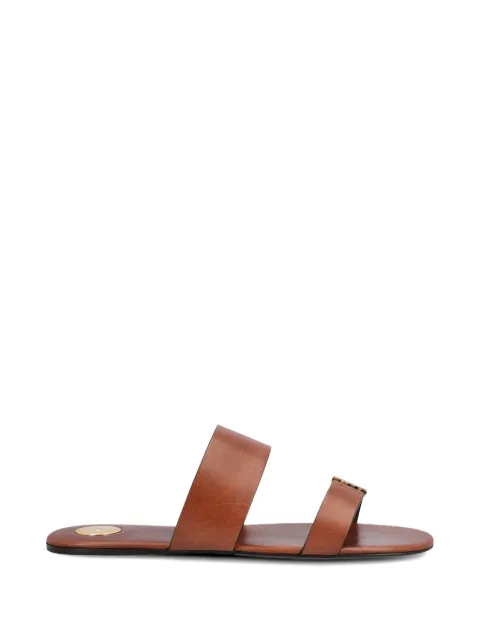 Saint Laurent Babylone double-strap logo-detail calfskin sandals Brown 860809DWE00