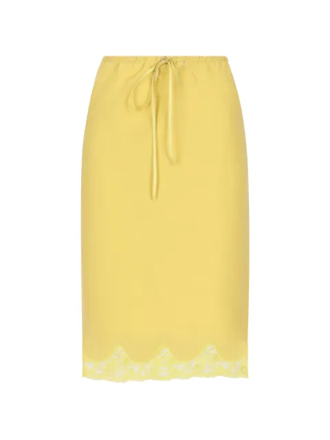 Saint Laurent lace-trim drawstring midi skirt Yellow 856886Y7J24