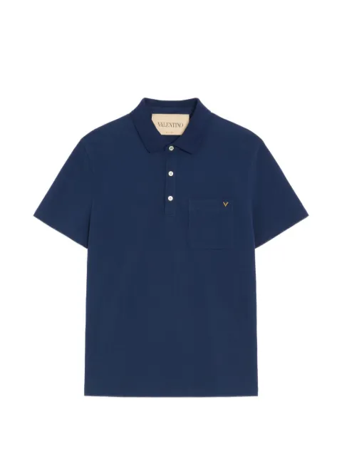 Valentino Garavani cotton piqué polo with VGold Blue 9V3MH04VBMD