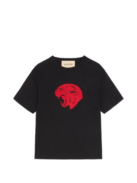 Valentino Garavani cotton T-shirt with panther print Black VMG16PBM7