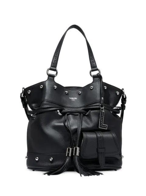 Lancel stud-embellished leather bucket bag Black A1338110TU