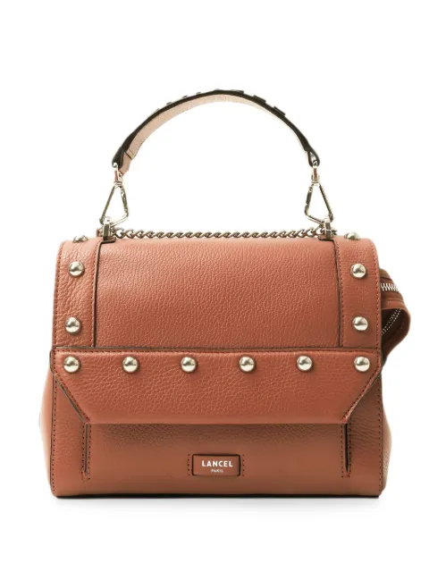Lancel studded grained-leather tote bag Brown A13380H5TU