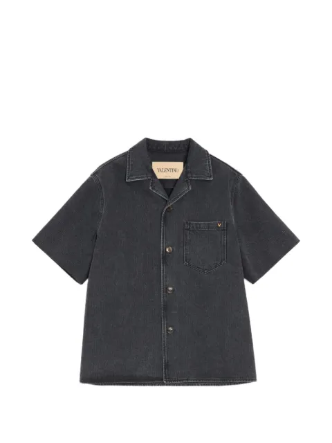 Valentino Garavani denim bowling shirt with VGold Grey VDBA20BKV