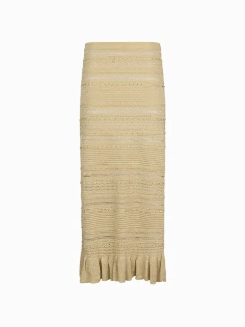LIU JO openwork flounced midi skirt Yellow CA6239MA06S