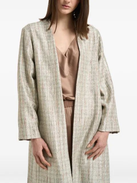 Forte Forte striped-pattern coat Green 145100023