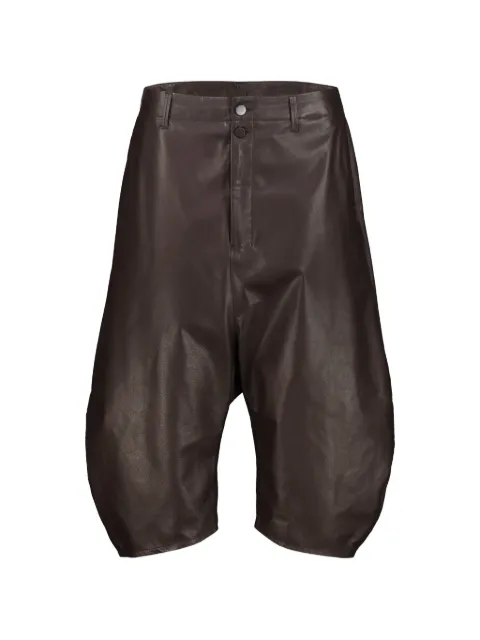 LEMAIRE dropped crotch leather bermudas Brown PA1272LL0180