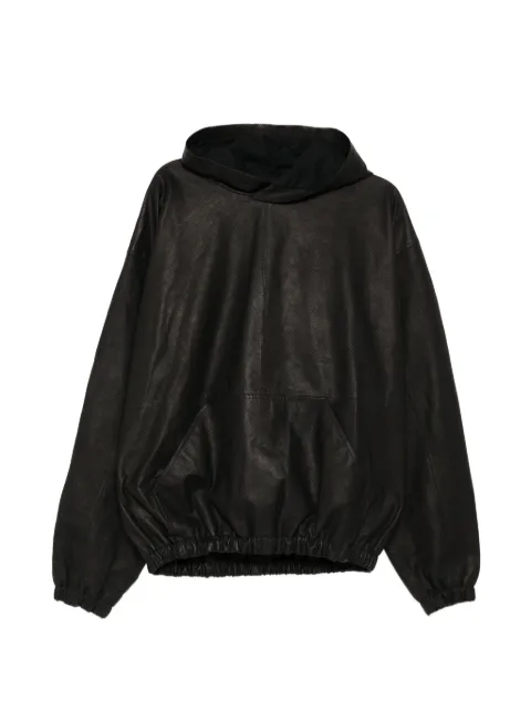 A Diciannoveventitre leather hooded jacket Black SS26HL1