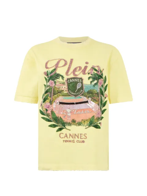 Philipp Plein tennis club graphic T-shirt Yellow PAFCWTK3933PJY002N