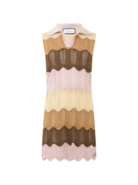 Philipp Plein polo neck mini dress color wave Neutrals PAFCWKG0446PKN002N