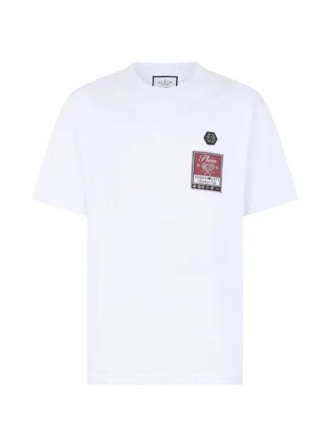 Philipp Plein round neck T-shirt Tennis Society label White PAFCMTK9065PJY002N