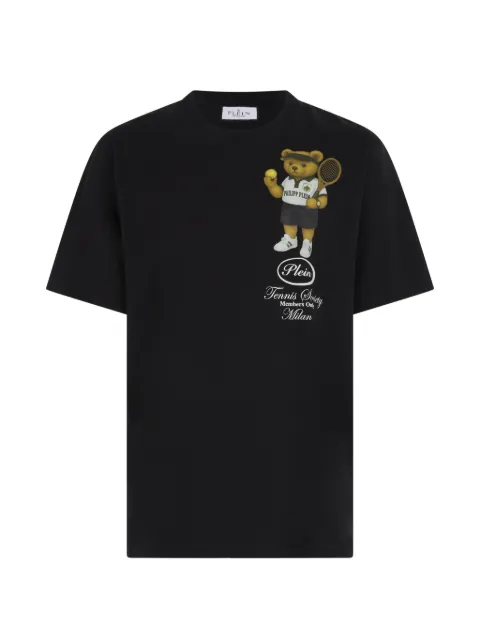 Philipp Plein round neck T-shirt Teddy tennis society Black PAFCMTK9074PJY002N