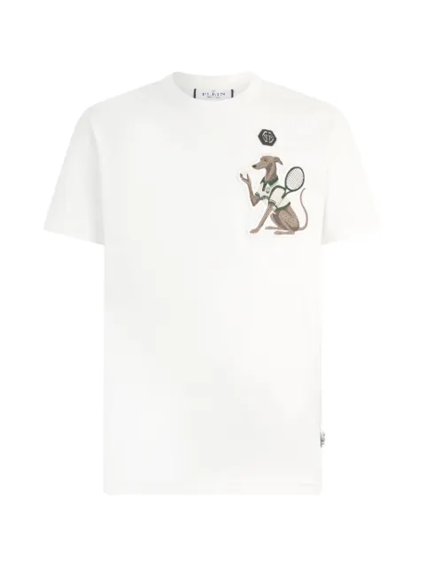 Philipp Plein embroidered-patch round-neck T-shirt White PAFCMTK9014PJY002N
