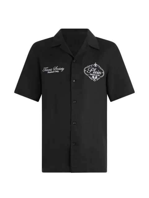 Philipp Plein linen bowling shirt Tennis Club Black PAFCMRP2575PTE105N