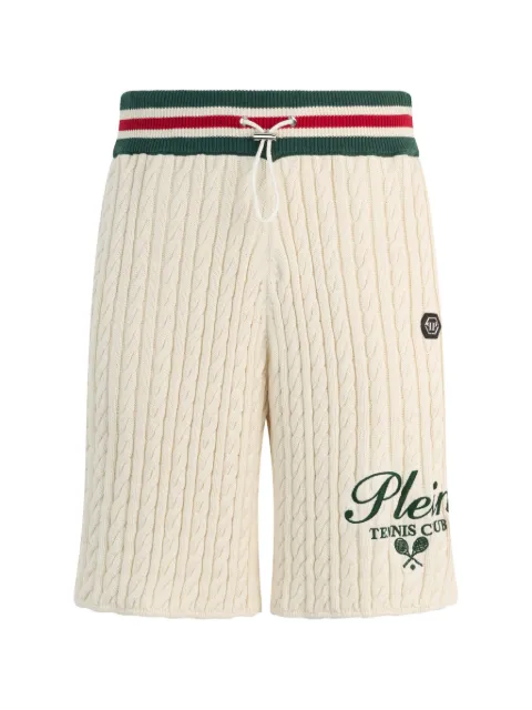Philipp Plein knitted drawstring shorts Plein tennis Neutrals PAFCMKT0083PTE004N