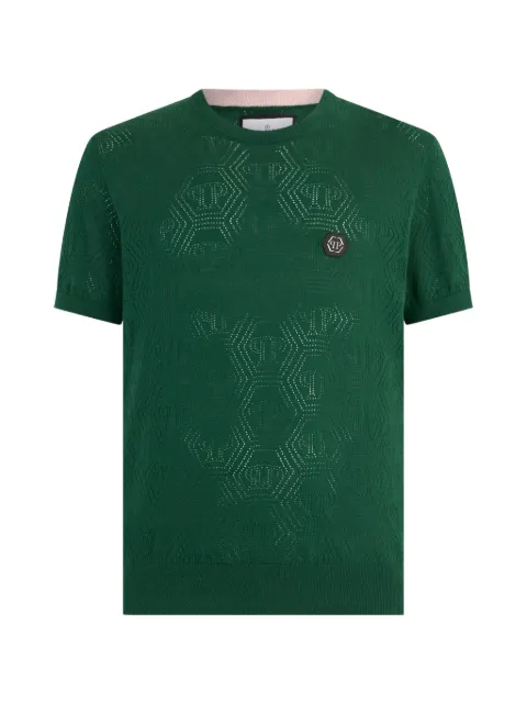 Philipp Plein monogram-pattern T-shirt Green PAFCMKK0325PTE004N