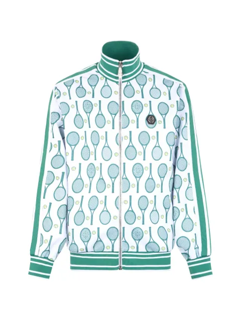 Philipp Plein Tennis-print track jacket White PAFCMJB4007PTE003N