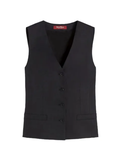 Max Mara Carnet V-neck button linen waistcoat Black 2616151012600