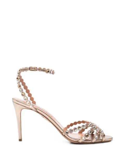 Aquazzura Tequila crystal-embellished heeled sandals Gold TQLMIDS0NPLLCO