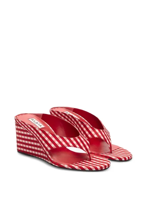 Alaïa cube thong mules in vichy print Red AA3M105A056