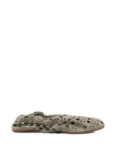Alaïa slippers vienne in velvet calfskin Green AA3A1039I236