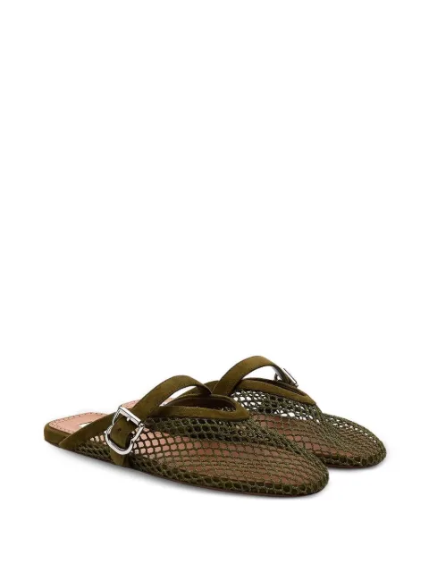 Alaïa fishnet buckled mules Green AA3A1035A040