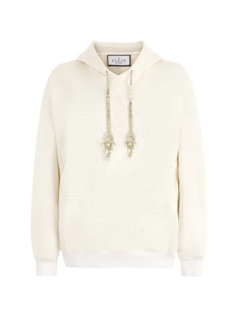 Philipp Plein embroidered embelished-drawstring hoodie Neutrals PAFCWJB1948PTE180N