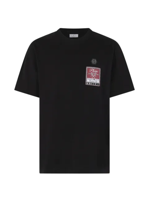Philipp Plein round neck T-shirt Tennis Society label Black PAFCMTK9065PJY002N