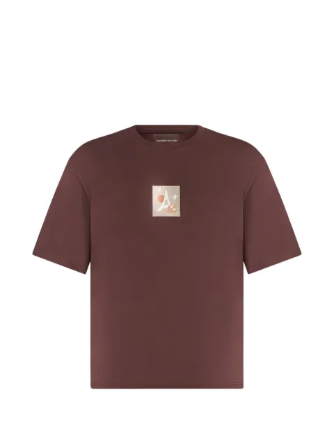 Manière De Voir Thibault bird-detail cotton T-shirt Brown MAN3578