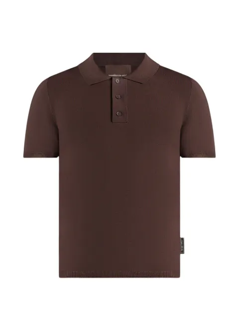 Manière De Voir Bryn luxe knitted polo top Brown MAN3523