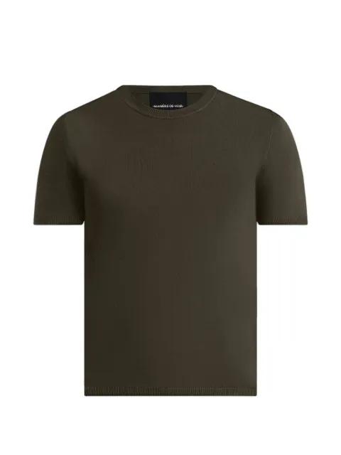 Manière De Voir TS010 in olive luxe knitted T-shirt Green MAN3574