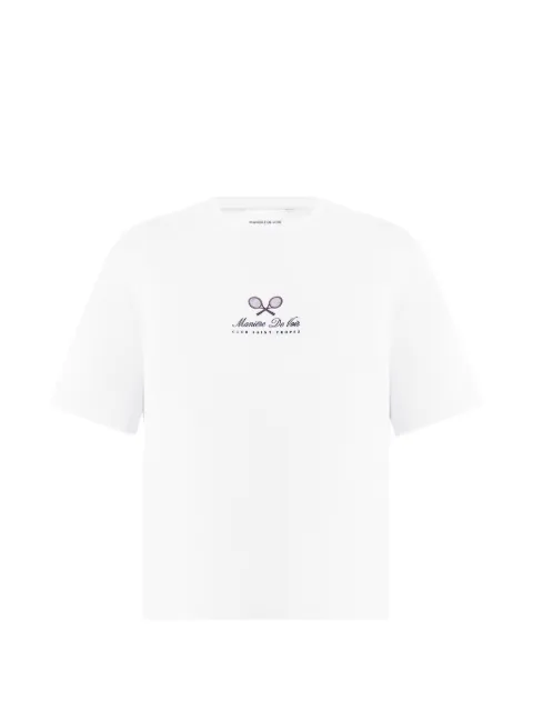 Manière De Voir Aaron in white Club Saint-Tropez cotton T-shirt White MAN3584