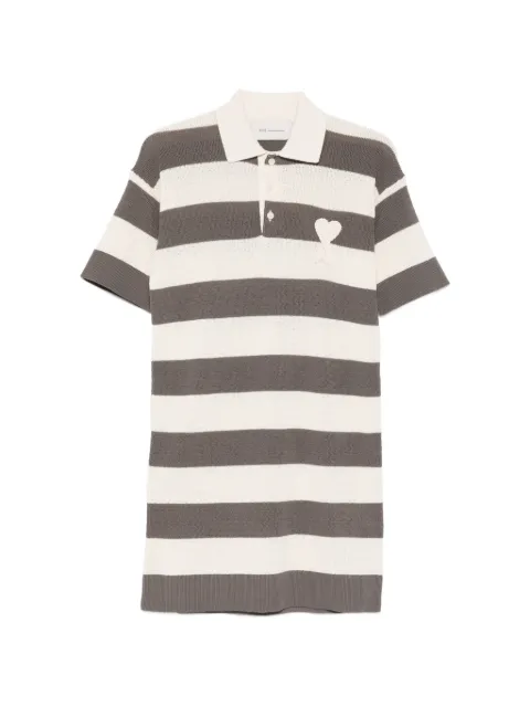 AMI Paris cotton polo dress Ami de Coeur patch Grey E26FDR667KN0153