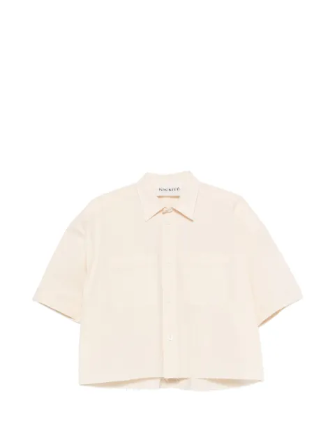 Nackiyé Dad's Crop pocket frayed shirt Neutrals 1001048