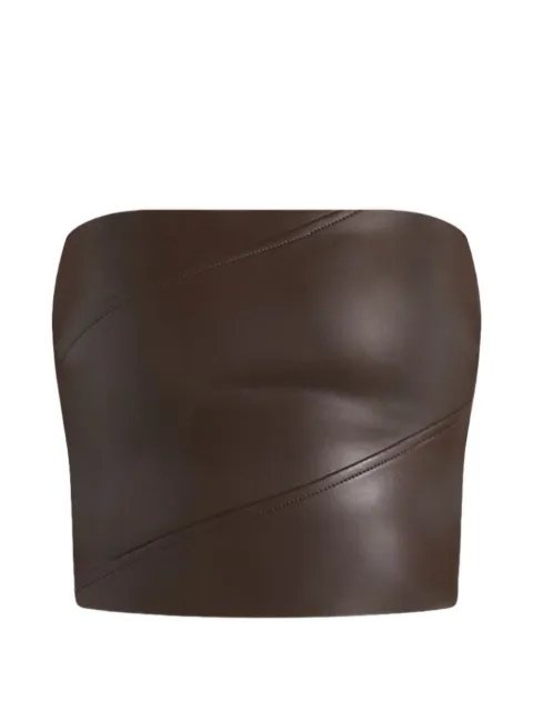 Manière De Voir Evie bandeau leather corset top Brown WMN3918