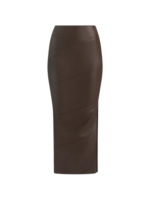 Manière De Voir Daisy leather midaxi skirt Brown WMN3818