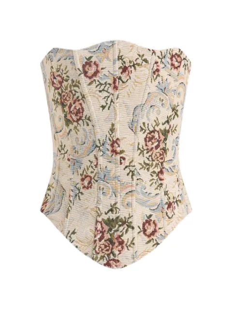 Manière De Voir Scarlett tapestry lace up corset Neutrals WMN44435